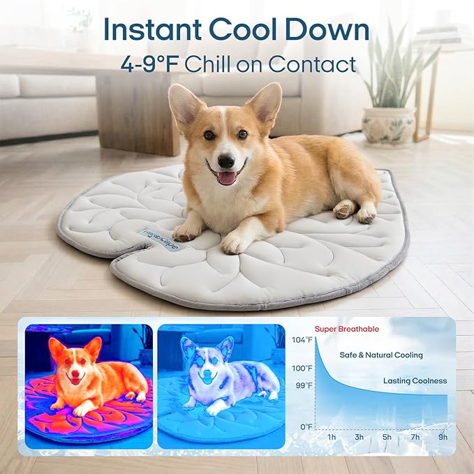 Vagascape Dog Cooling Mat, Washable Pet Cooling Mat, 35" x 33" Thick & Durable Large Cooling Mat for Dogs, Portable Foldable Premium Cooling Pad for Indoor, Outdoor, Travel, Camping, Patio and Beach