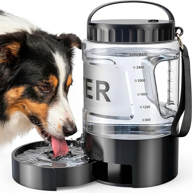 98oz Large Dog Water Bottle with Pull-Out Bowl, Portable Pet Water Dispenser, BPA Free, Leak Proof Travel Water Bottle for Dogs, Ideal for Outdoor Walking, Hiking, Camping & Beach