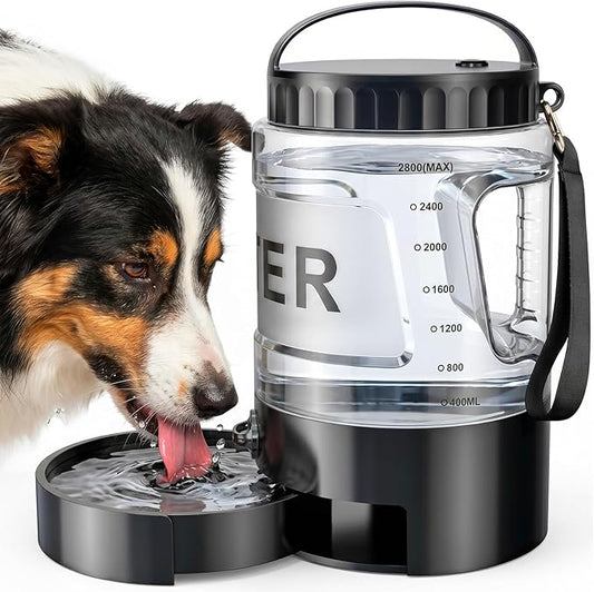 98oz Large Dog Water Bottle with Pull-Out Bowl, Portable Pet Water Dispenser, BPA Free, Leak Proof Travel Water Bottle for Dogs, Ideal for Outdoor Walking, Hiking, Camping & Beach
