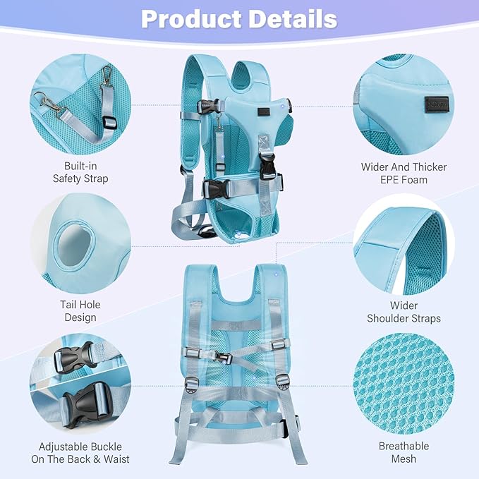 YUDODO Front Pet Carrier Backpack for Small Dogs, Secure and Breathable Mesh, Ergonomic Support, Adjustable for Walking, Hiking, or Travel (Blue M)
