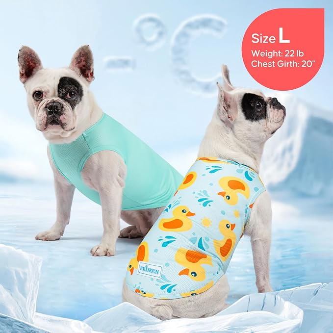 KYEESE 2Pack Dog Cooling Shirt, Breathable Dog Shirt for Small Dogs, Sun Protection Dogs Cooling Vest Tank Top, Lightweight Soft Sleeveless Summer Pet Clothes, Duck+Blue, L