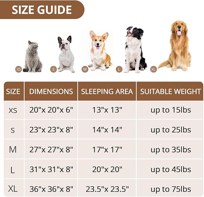 JOLLYVOGUE Calming Dog Beds Large Sized Dog, 36in Donut Washable Large Pet Bed, Anti-Slip & Anti-Anxiety Fluffy Faux Fur Round Dogs Bed, Fits up to 80 lbs Pets (Smoke Brown)