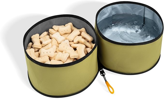OllyDog Superbowl | Collapsible Dog Travel Bowl | 2-Compartment Food & Water | Foldable Portable Dog Dish | Hiking Camping Backpacking | Small Medium Large Dogs (Alchemy)