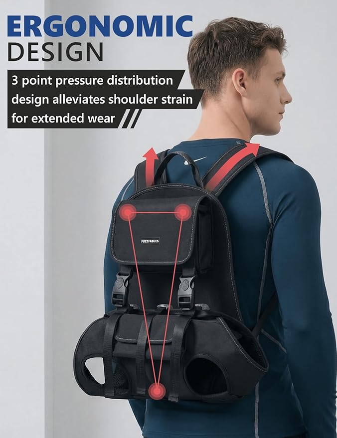 Dog Backpack Carrier(5-10lbs), Pet Lift Carrier for Small Medium Dogs, Breathable Mesh Comfortable Adjustable Straps, Lightweight Travel Backpack for Pet Disabled, Injuries, Hiking, Walking