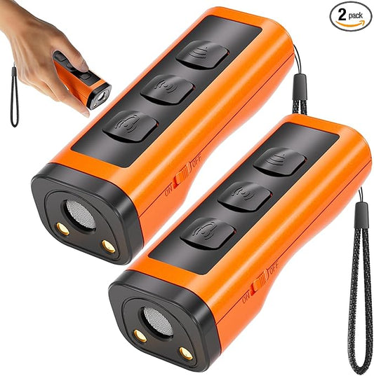 2 Pack Dog Bark Deterrent Devices, Rechargeable Anti-Barking Device for Dogs, 50ft Long-Range Ultrasonic, Correct Your Dog's Bad Behavior at the Push of a Button,Suitable for Small, Medium, Large Dogs