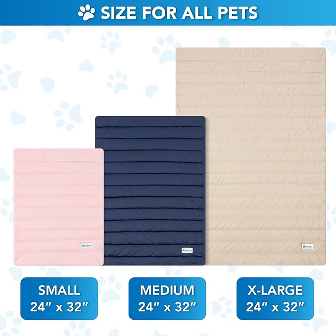 PetAmi Dog Cooling Mat, Q-Max Pet Cooling Blanket with Thick Cushioning, Self Cooling Pad for Dogs & Cats, Reversible Summer Mat for Crate, Couch, Kennel, Gray/Light Grey, Medium (29x40)