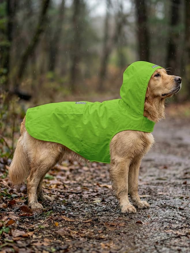 Dog Raincoat Reflective Adjustable Hooded Pet Rain Jacket Poncho with Leash Hole for Dogs S-5XL