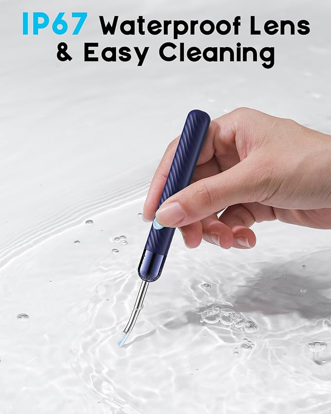 Loyker Ear Wax Removal, Ear Cleaner with Camera with 1080P, Otoscope with Light, Ear Wax Removal Kit with 6 Ear Pick, Ear Camera for iPhone, iPad, Android Phones (Blue)