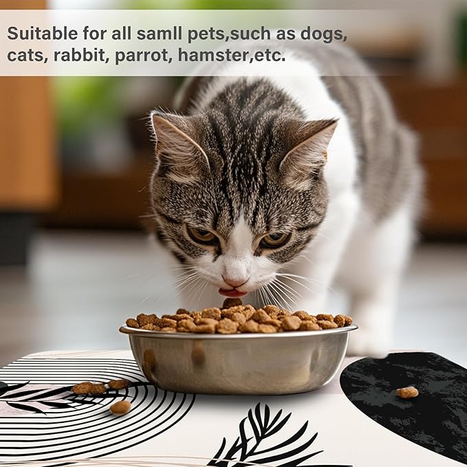 Cat Food Mat for Floors Waterproof Dog Mat for Food and Water Bowl Quick Dry Easy to Clean Nonslip Pet Mats, 12 * 20, Simple