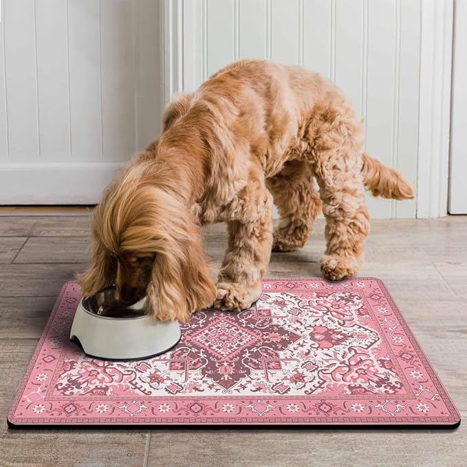 Pet Feeding Mat for Floors Waterproof Dog Mat for Food and Water Absorbent Quick Dry Non Slip mat for Cat Bowls