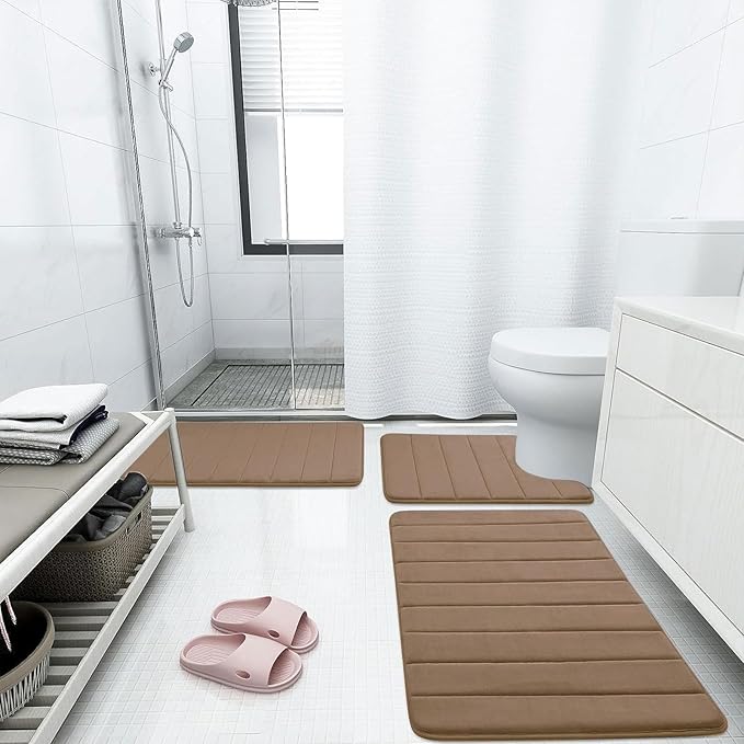Buganda Memory Foam Bath Mat, 60" x 24", Ultra Soft and Non-Slip Bathroom Rugs, Water Absorbent and Machine Washable Bath Rug Runner for Bathroom, Shower, and Tub, Mocha
