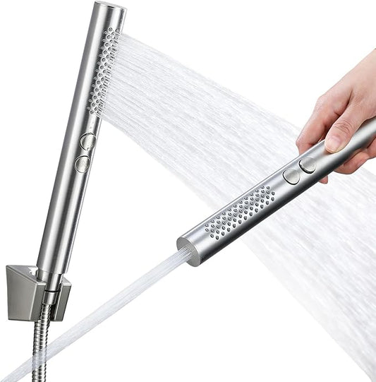 2-in-1 High Pressure Handheld Shower Head Set with Long Hose & Bracket - 2 Function Spray Wand, High Flow RV & Dog Shower Combo in Brushed Nickel