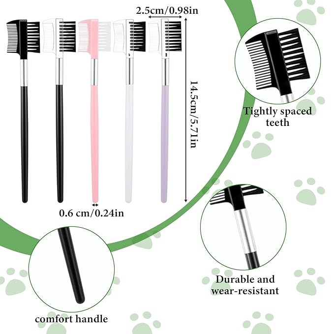 5 Pcs Dog Eye Comb for Gunk Small Dog, Double-Ended Dog Tear Stain Comb, Dog Face Comb for Small Dogs Grooming and False Eyelashes Separation