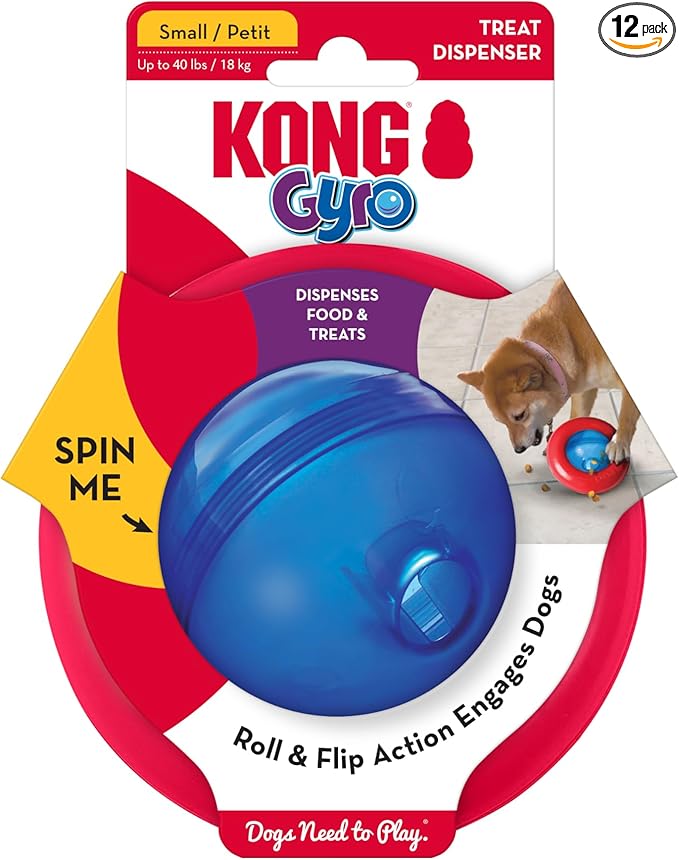 KONG Gyro - Interactive Dog Toy for Treat Dispensing - Dog Slow Feeder for Healthy Eating - for Small Dogs