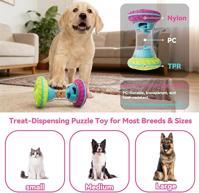 MateeyLife Interactive Dog Toys, Durable Dog Enrichment Toys to Keep Them Busy, Slow Feeder Treat Dispensing Dog Toys, Adjustable Dog Puzzle Toy, Reduce Boredom