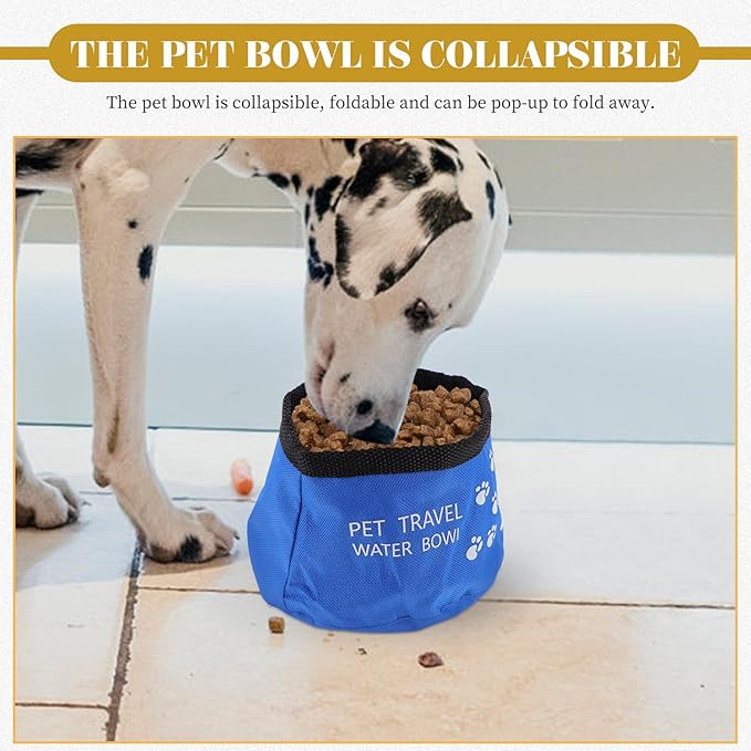 POPETPOP Foldable Dog Bowl Food Grade Waterproof Portable Travel Bowl for Pet Food and Water Feeding with Carabiner Clip Lightweight 5.9X2X3.5 Inch
