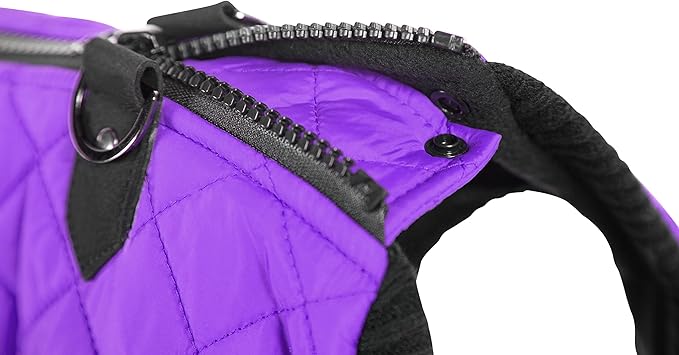 Gooby Fashion Vest Dog Jacket - Violet, Medium - Warm Zip Up Bomber Vest with Dual D Ring Leash - Winter Water Resistant Small Dog Sweater