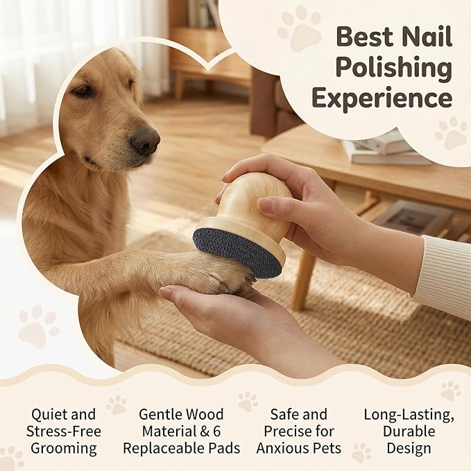 Dog Nail File with 6 Replaceable Sandpaper Sheets – Pet Nail File Board for Dogs & Cats, Safe Scratch Nail Grinder for Smooth, Healthy Nails at Home