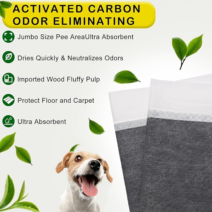 Extra Large 48"x36" 30 Pcs Odor-Control Super Absorbency Charcoal Pee Pads for Dogs,Leak-Proof Pet Training Pee Pads,Thicken Disposable Potty Pads Puppy Training Pads for Cats Rabbits