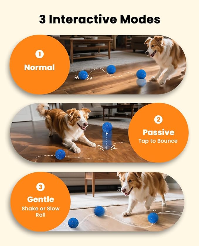 Xeuch Smart Interactive Dog Balls, Automatic Moving Ball for Medium and Large Dogs, ETPU New Material, Motion Activated Rolling & Rotating Bouncy Toy for Dog Enrichment & Stimulation