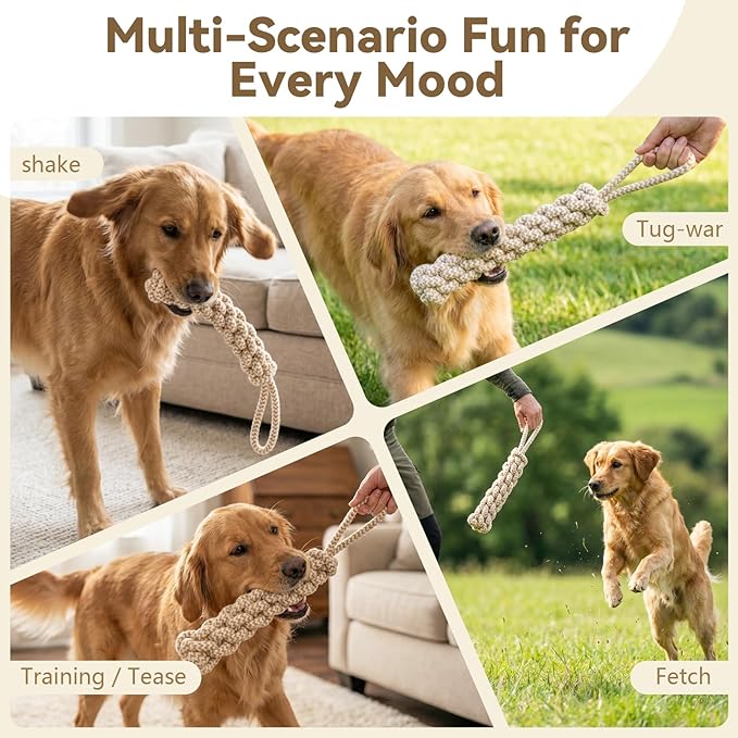 Dog Chew Toys for Aggressive Chewers, Rope Toys for Large Dogs with Dental Benefits, Durable Training Chew Rope, M Size