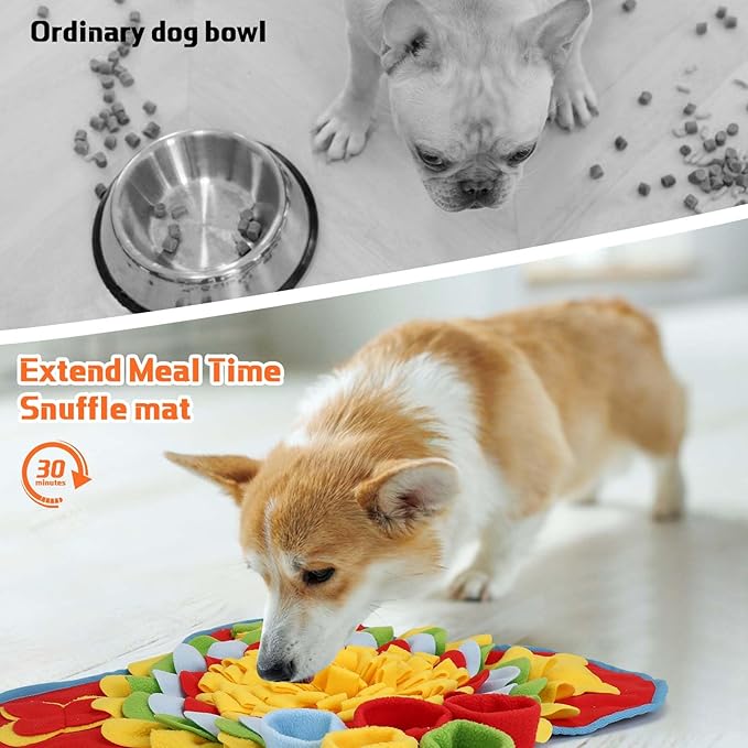 Yummy Sam Snuffle Mat for Small and Medium Dogs, 2 in 1 Portable Interactive Nose Smell Training Sniffing Pad with Puzzle Toys for Boredom Stimulating Slow Eating and Keep Busy (Muilticolor)