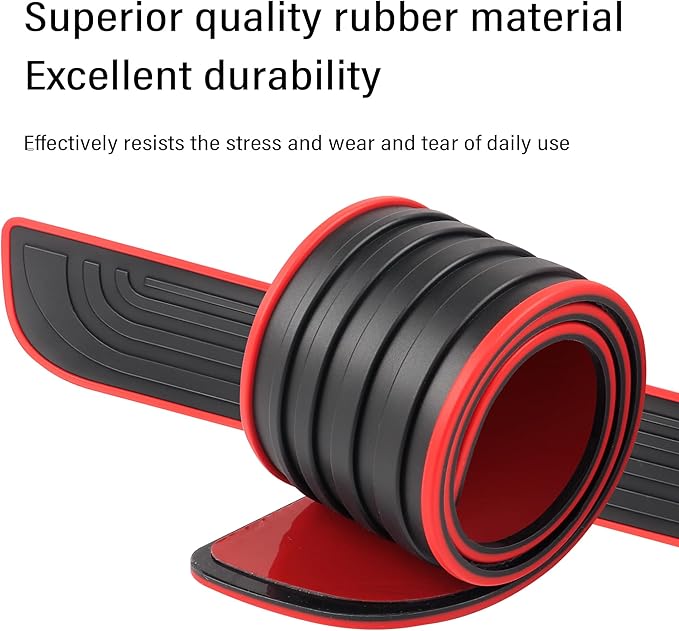4PCS Car Door Sill Protector,Anti-Scratch Rubber Car Door Protector Edge Guards for Door Steps,Universal Waterproof Door Threshold Strips Exterior Accessories for Car Truck SU (Black+Red, Width 2.36")