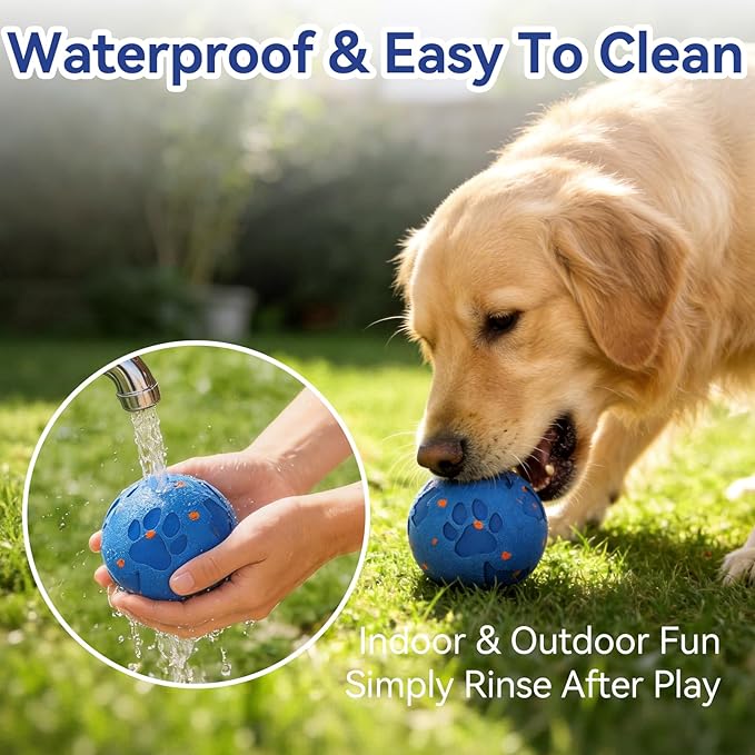 Smart Interactive Dog Toy Ball, Automatic Moving Rolling & Bouncing, Motion Activated E-TPU Dog Ball, Waterproof Chew Resistant for Medium & Large Dogs (Blue)