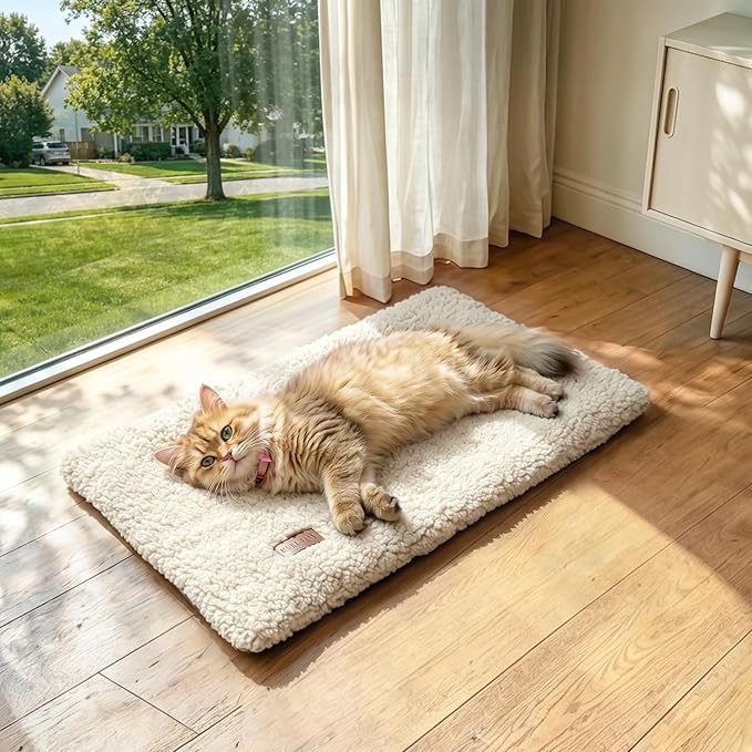 Self Warming Cat Bed Self Heating Cat Dog Mat 24 x 18 inch Extra Warm Thermal Pet Pad for Indoor Outdoor Pets with Removable Cover Non-Slip Bottom Washable Non Electric