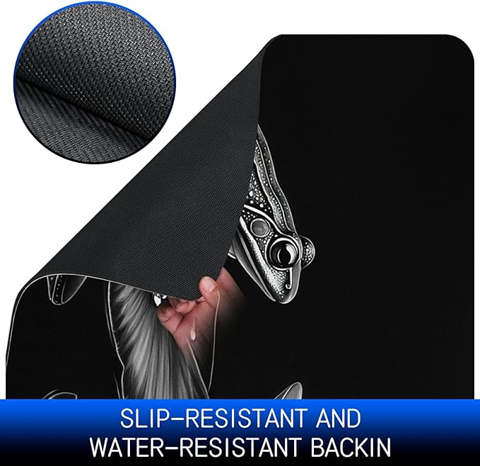Dog Food Mat, 15.7" x 23.6" Absorbent Pet Feeding Mat for Food and Water, Waterproof Diatom Mud Pet Placemat with Non-Slip Rubber Backing, Cat Bowl Mat for Floors - Grey Lotus Leaf Frog