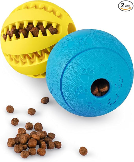 HIPPIH Dog Puzzle Toys 2 Pack, Dog Enrichment Toys for Large Dogs & Small Dogs, Puppy Balls for Treat Dispensing, Durable Balls for Teeth Cleaning/IQ Training/Chewing