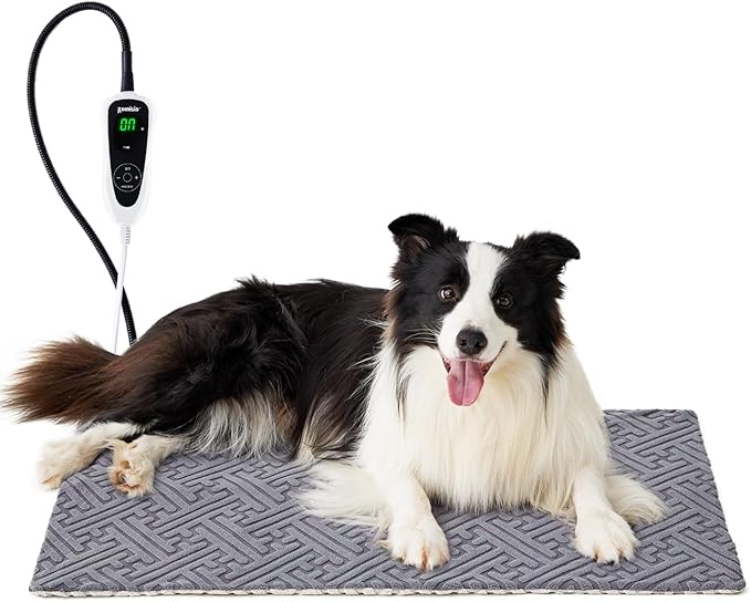 ZOMISIA Large Dog Heating Pad 32x20 Inch - 11 Adjustable Temperature and 25 Timer Options, Heated Dog Bed Indoor with Chew-Resistant Cord for Large Dogs