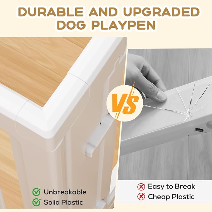 Dog Playpen, Clear Dog Pen, Dog Pen Indoor, Easy to Install and Remove Dog Play Pen, Puppy Playpen Suitable for Dogs, Cats,Dog Playpen Indoor (White, 23.6 inch Height, 12 Panels)