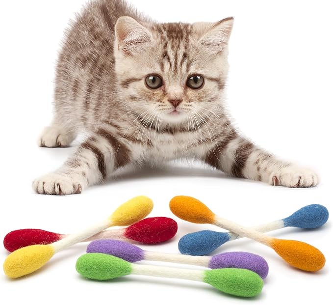 Glaciart One Swabs Cat Toys with Catnip - 6 Pk | Durable for Chew, Cute Cat Toys Interactive Kitty for Boredom, Exercise, & Play | Filled w/Organic Catnip for Anxiety & as Digestive Aid | Gift Idea