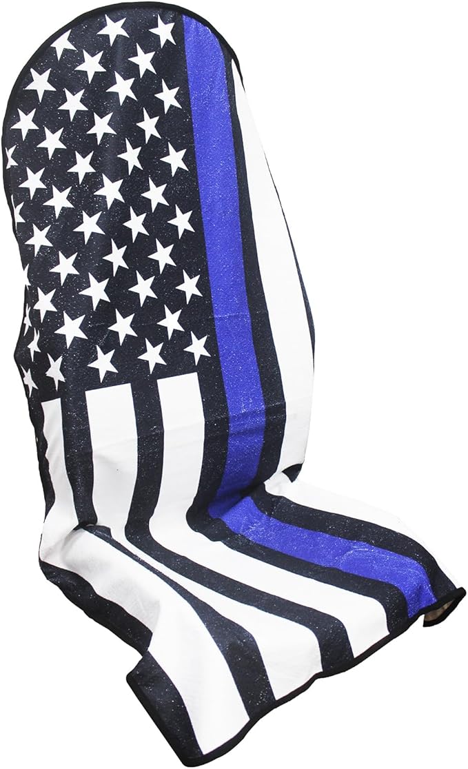 Waterproof Car Seat Cover for Front Seats, Protector for Cars SUVs Trucks, Sweat Towel Seat Covers Bucket for Gym,Workout,Beach,Hiking,Running (American Flag Black, 1PC)