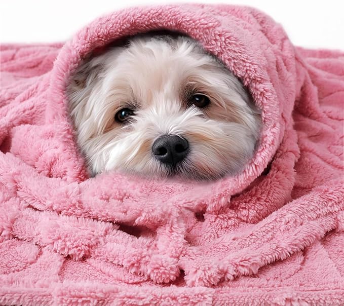Luciphia 1 Pack 2 Small Dog Blanket Washable Pet Bed Cover Soft Fluffy Puppy Blanket with Premium Fleece 300GSM Cozy Calming Cat Blankets for Indoor Cats Pink/Beige 57x40 inch