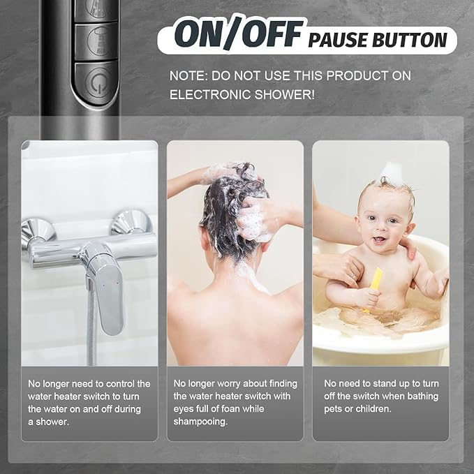 High Pressure Shower Head, Handheld Shower Head and Hose Set with 3 Filters, 59‘’ Hose & Bracket, 4 Spray Modes & Pause Switch, Hard Water Filtered Showerhead for Remove Residual Chlorine (Gray)