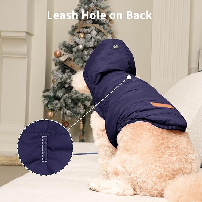 Vecomfy Fleece Lining Extra Warm Dog Hoodie in Winter for Large Dogs Jacket Pet Coats with Hooded,Blue XXXL