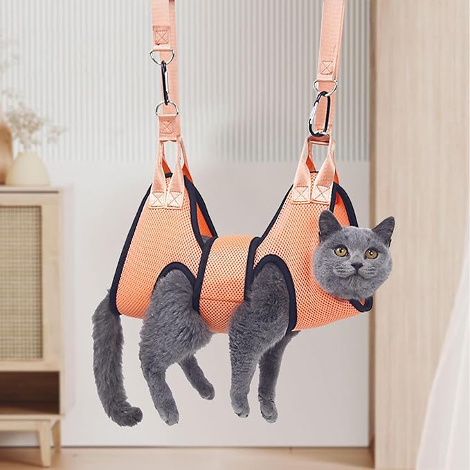 Dog Hammock – Pet Sling Support with Reinforced Openings | Professional Restraint Tool for Nail Trimming Bathing Scratch Prevention Grooming Assistance Home Veterinary Use