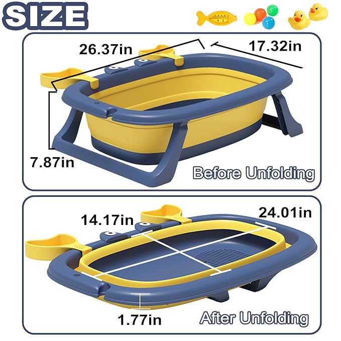 Pet Bathtub with Toys,Portable Puppy Bathtub for Easy Baths and Easy Storage, Dog Bath Tubs for Small Medium Pets (Blue)