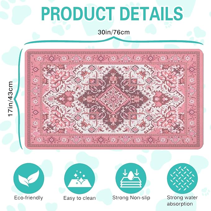 Pet Feeding Mat for Floors Waterproof Dog Mat for Food and Water Absorbent Quick Dry Non Slip mat for Cat Bowls