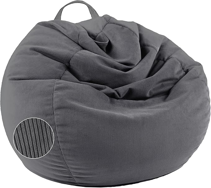 LPMOERA Stuffed Animal Storage Bean Bag Chair Cover (No Filler) For Kids and Adults.Pets Dogs/Cats Lazy Beds.Soft Premium Corduroy Stuffable Bean Bag For Organizing Children Plush Toys or Memory Foam