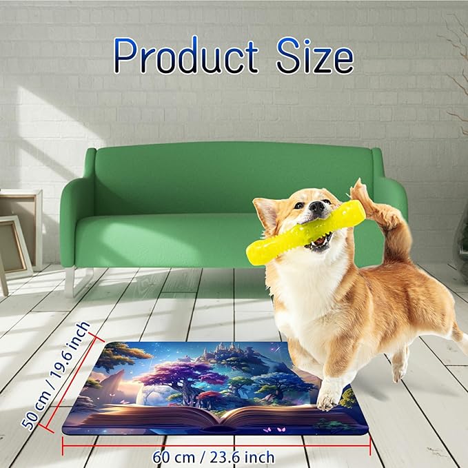 Dog Food Mat, 19.6" x 23.6" Absorbent Pet Feeding Mat for Food and Water, Waterproof Diatom Mud Pet Placemat with Non-Slip Rubber Backing, Easy Clean Cat Bowl Mat for Floors - Forest of Books