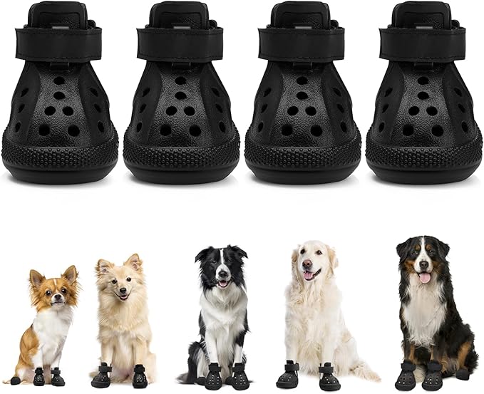 Nasjac Dog Shoes for Hot Pavement - Breathable Dog Sandals with Non Slip Soles & Reflective Straps, Easy ON & Off, Easy-Clean Summer Outdoor Pet Boots for Small Medium Large Dogs, B, 8