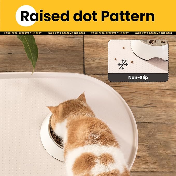 Conlun Dog Food Mat,Raised Edges Pet Food Mats for Spill Containment,BPA-Free Silicone Cat Dog Feeding Mat for Floor Waterproof,Rubber Pet Placemats for Food and Water Bowls 1/2 Inch