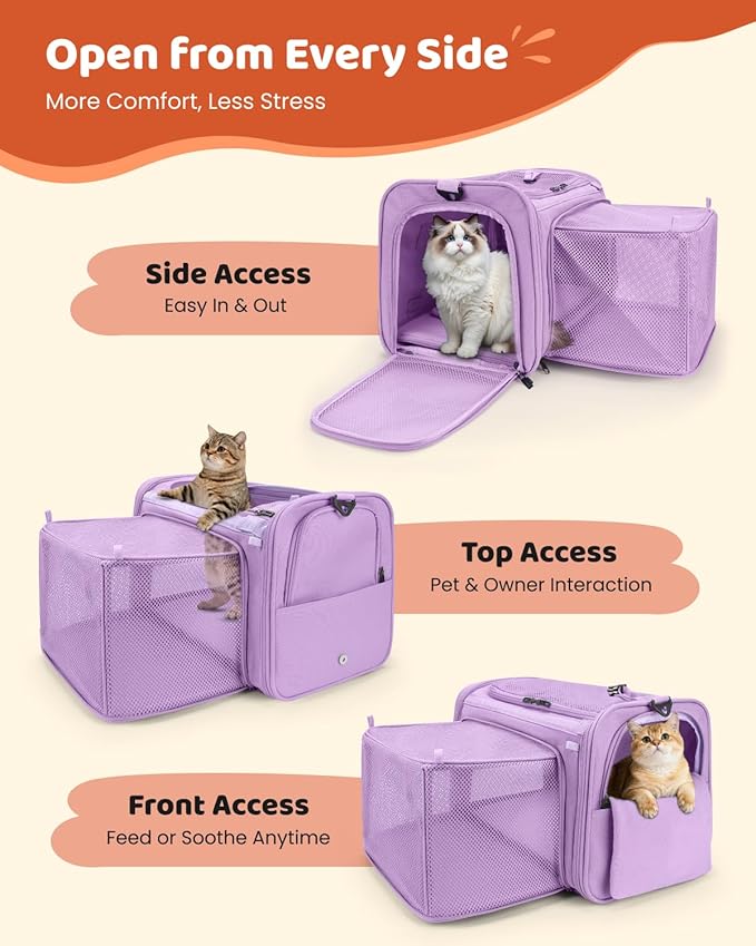 MIDOG Cat Carrier Soft for Small to Medium-Sized Cats,Up to 15 Lbs, TSA Airline Approved Soft Sided Pet Carrier,Collapsible Travel Cat Carry Bag(Grey)