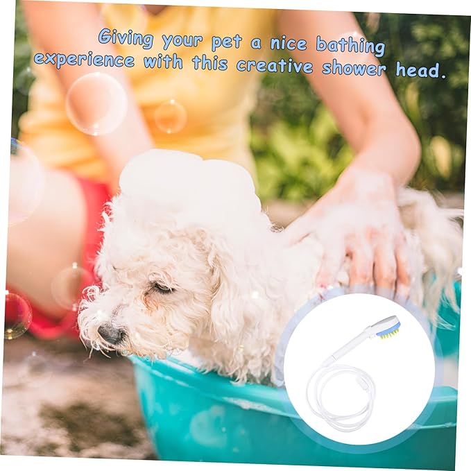Luxshiny Dog Shower Combing Sprayer with Hose Handheld Pet Bath Brush with Massage Function Abs Durable Material for Puppy Grooming and Easy Water Rinse