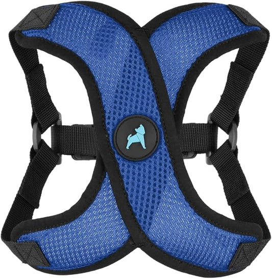 Gooby Comfort X Step in Lite Dog Harness - Choke Free, Escape Free with Light Breathable Mesh - Step in Dog Harness for Small and Medium Dogs - Quick Release Buckle, Metal D-Rings - Blue, Medium