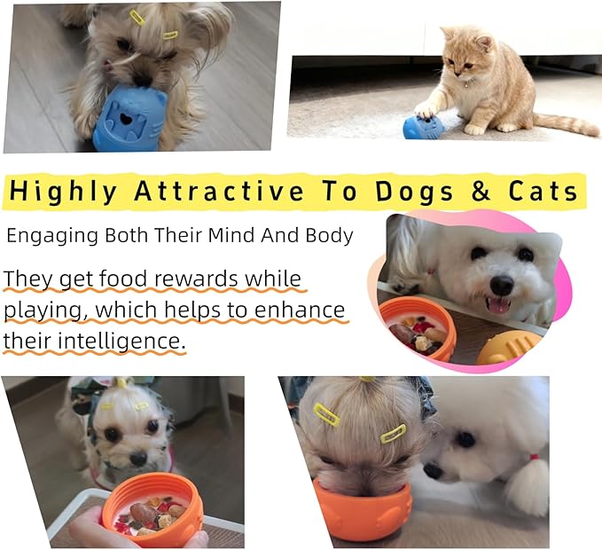 Cat Cognitive Treat Dispensing Dog Enrichment Toy,Multi-Functional Puzzle Design,Snuffle Ball& Interactive for Pet Mental Stimulation,Smart (Blue)