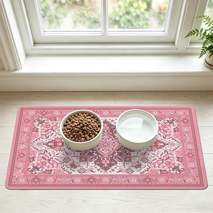 Pet Feeding Mat for Floors Waterproof Dog Mat for Food and Water Absorbent Quick Dry Non Slip mat for Cat Bowls